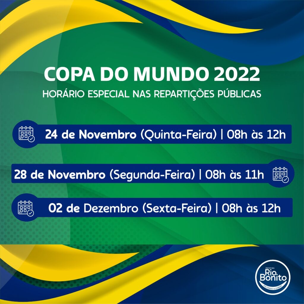 Horário da Prefeitura durante jogos do Brasil na Copa do Mundo